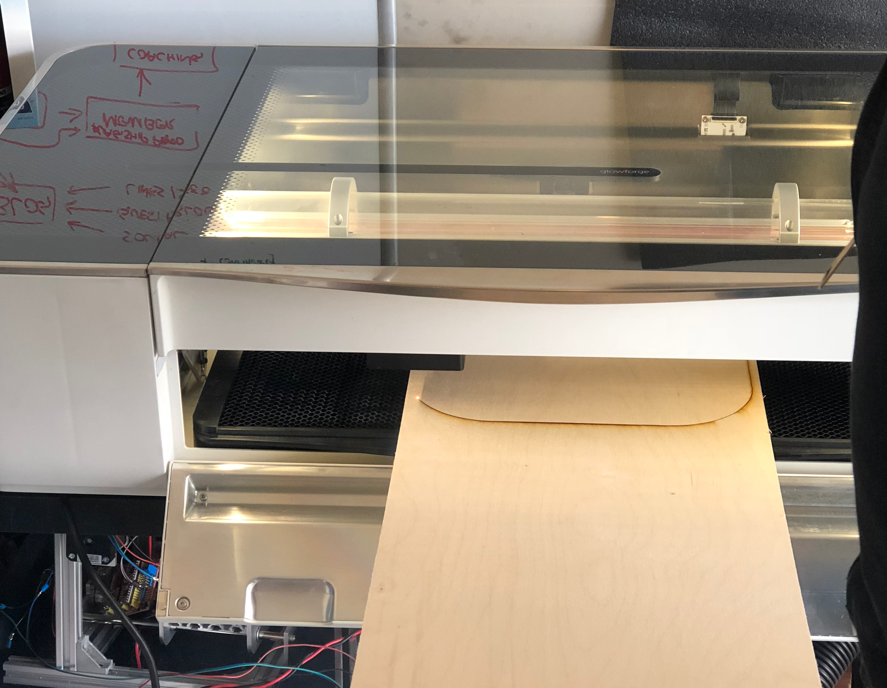 glowforge passthrough hack tricks the Glowforge front flap with magnets